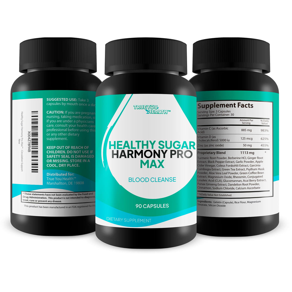 Healthy Sugar Harmony Pro Max - Our Best Blood Cleansing Formula - Support Healthy Sugar Balance & Immune Health with This Premium Blood Support Supplement - Bloodflow & Cardiovascular Support - TrustMedUSA