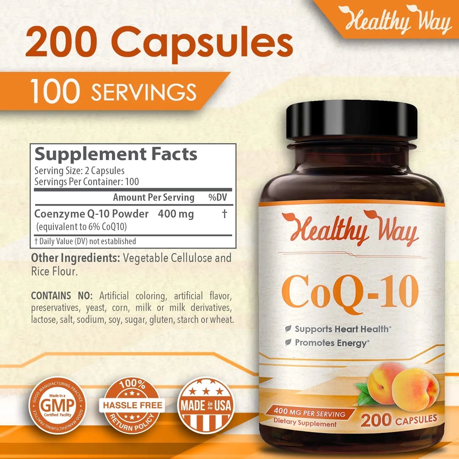Healthy Way CoQ10 400mg 200 Capsules Non-GMO - TrustMedUSA