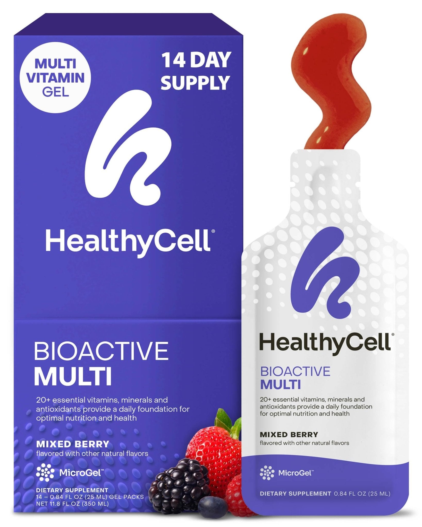 Healthycell Bioactive Daily Liquid Multivitamin for Men & Women – 20+ Essential Vitamins, Minerals & Antioxidants for Brain, Heart, Immune Support, Skin & Hair Support - 14 Gel Packs - TrustMedUSA