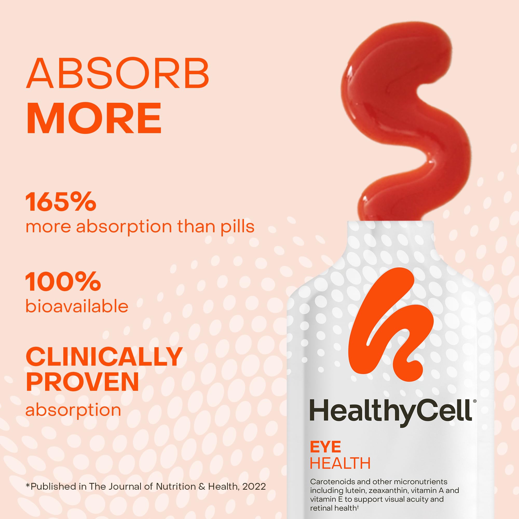 Healthycell Eye Health Daily Liquid Supplement - Eye Vitamins & Minerals with Lutein, Zeaxanthin, Astaxanthin & Beta Carotene for Sight Care & Macular Support - 30 Gel Packs - TrustMedUSA