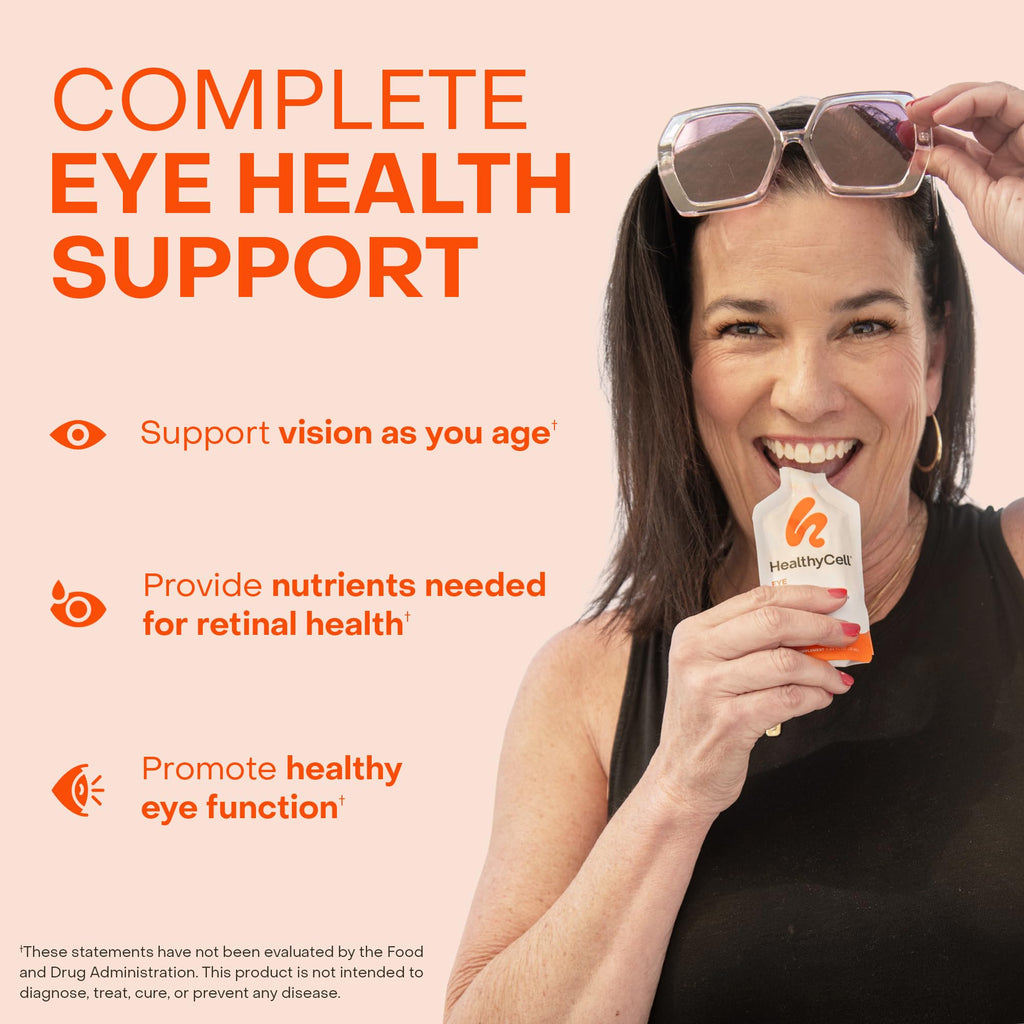 Healthycell Eye Health Daily Liquid Supplement - Eye Vitamins & Minerals with Lutein, Zeaxanthin, Astaxanthin & Beta Carotene for Sight Care & Macular Support - 30 Gel Packs - TrustMedUSA