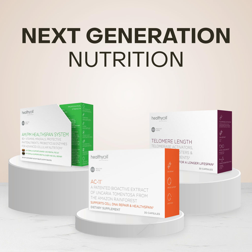 Healthycell Telomere Length Supplement - Anti-Aging Telomere Lengthening Supplements with Phytonutrients & Vitamins for Cellular Health - AC-11, Astragalus & Resveratrol - 30 Capsules - TrustMedUSA