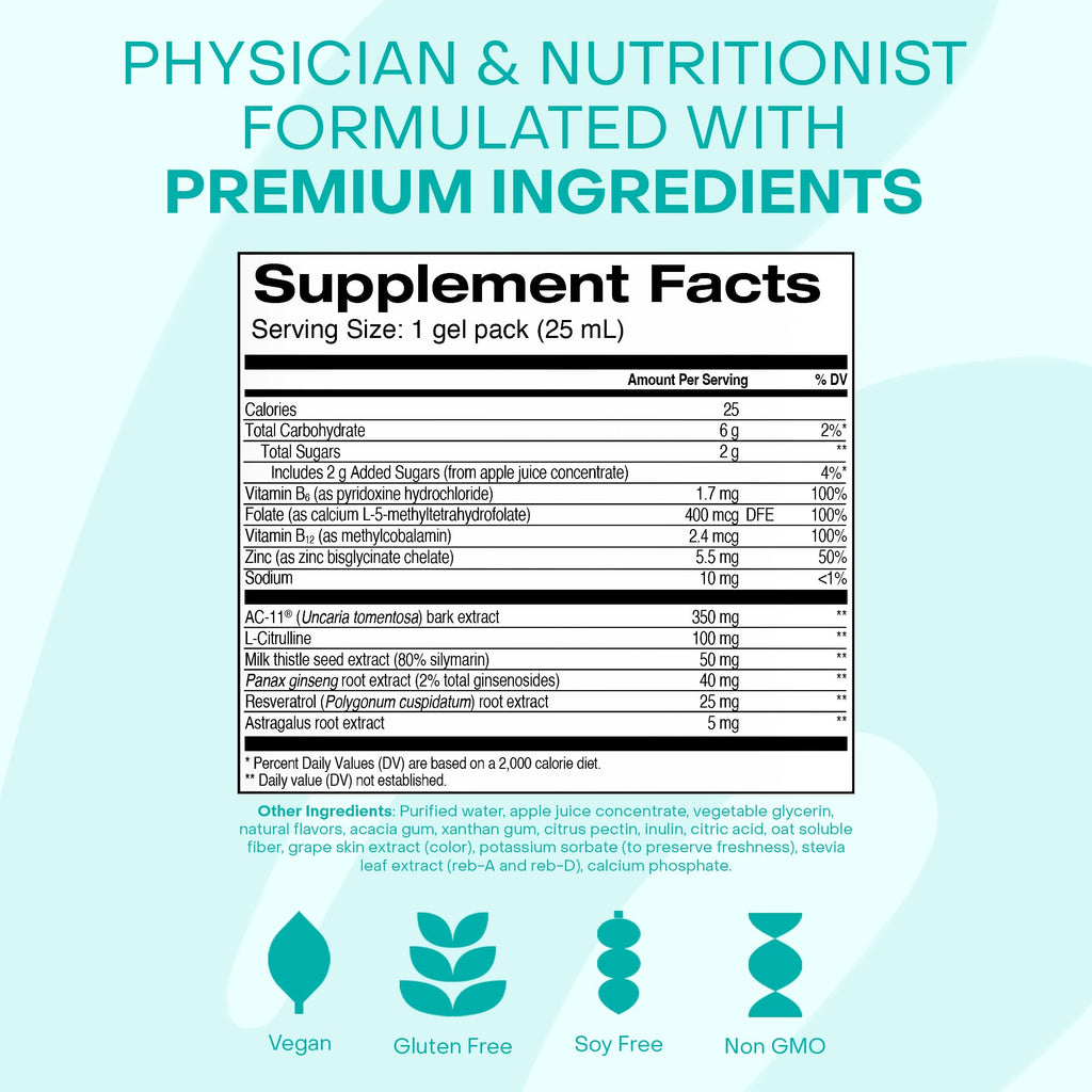 HealthyCell Telomere Length Supplement - Anti-Aging Telomere Lengthening Supplements with Phytonutrients & Vitamins for Cellular Health - AC-11, Astragalus & Resveratrol - 30 Gel Packs, Grape Flavored - TrustMedUSA