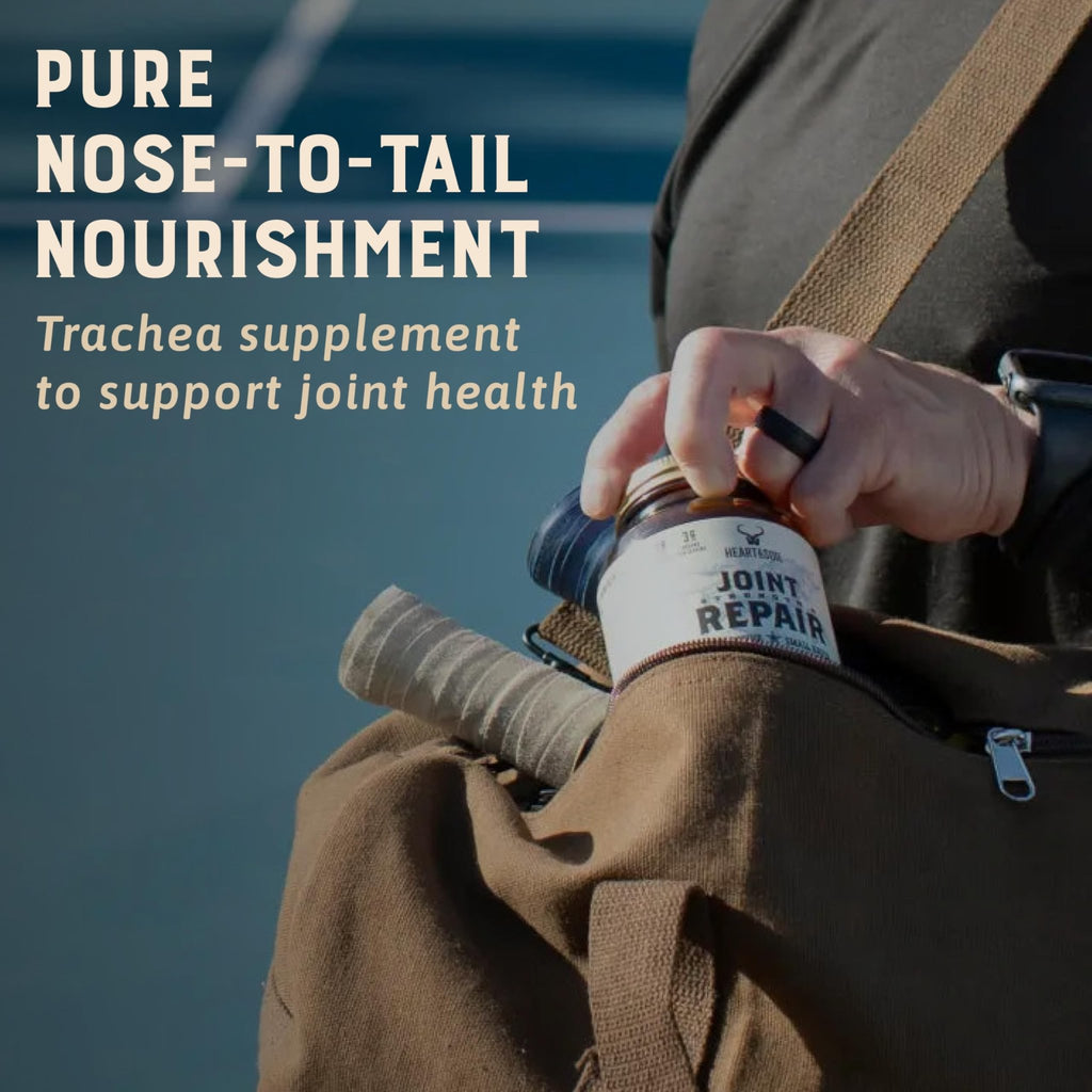 Heart & Soil 100% Grass Fed & Finished Joint Support Supplement from Regenerative Cattle with Trachea, Scapula & Bone Marrow – Supports Joint Strength & Mobility – 3000mg – Glass Bottle – 180 Capsules - TrustMedUSA
