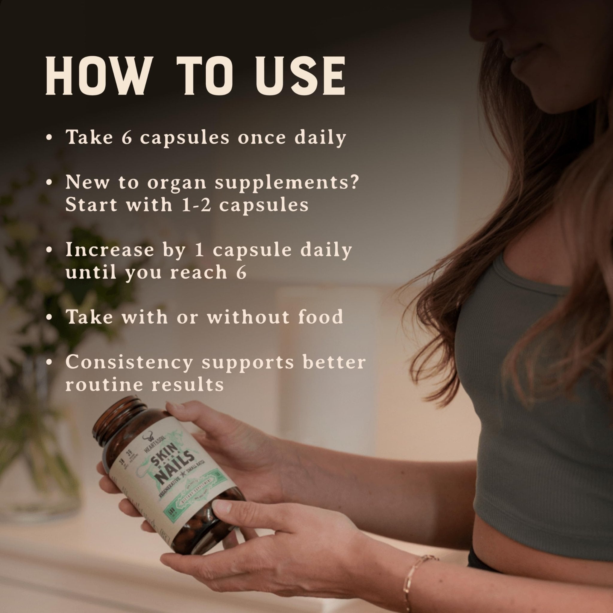 Heart & Soil 100% Grass Fed & Finished Joint Support Supplement from Regenerative Cattle with Trachea, Scapula & Bone Marrow – Supports Joint Strength & Mobility – 3000mg – Glass Bottle – 180 Capsules - TrustMedUSA