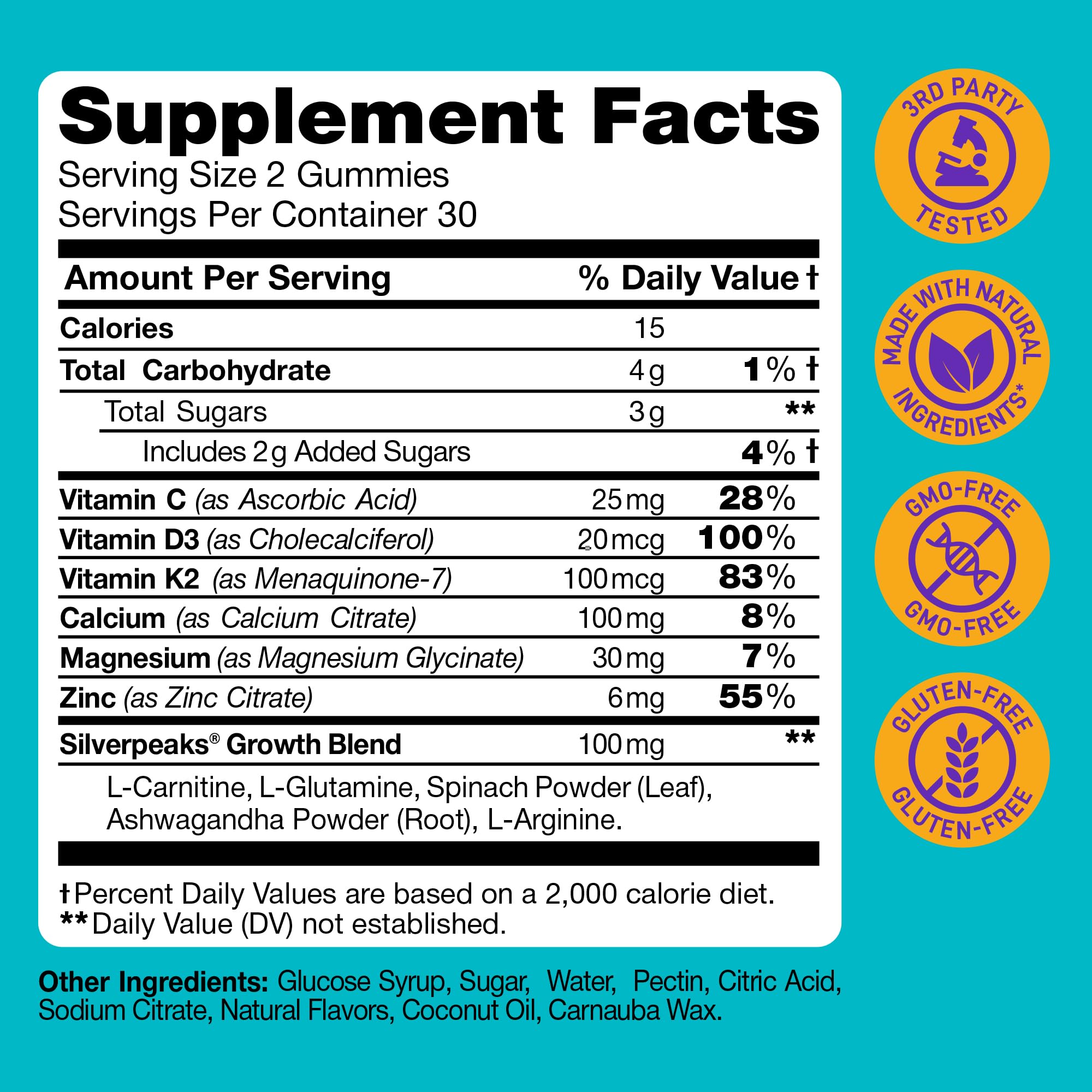 Height Growth Gummies for Kids - Growth Vitamins for Teens, Height Increase Multivitamin for Boys & Girls with Calcium Vitamin D C K2 Magnesium Zinc, Natural Height Growth Maximizer Supplement, 60 PCS - TrustMedUSA