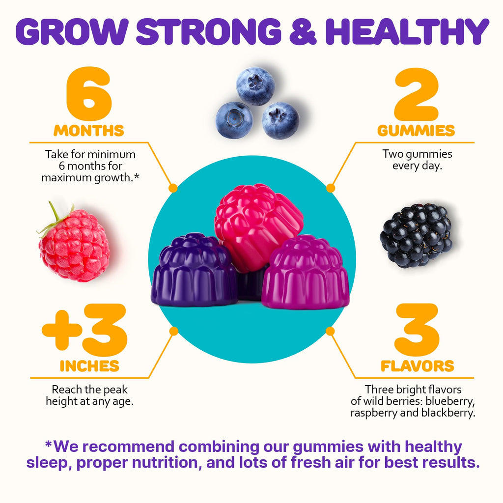 Height Growth Gummies for Kids - Growth Vitamins for Teens, Height Increase Multivitamin for Boys & Girls with Calcium Vitamin D C K2 Magnesium Zinc, Natural Height Growth Maximizer Supplement, 60 PCS - TrustMedUSA