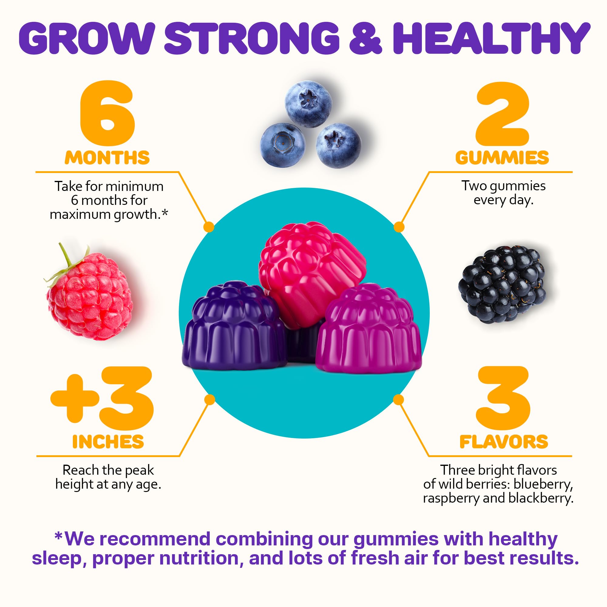 Height Growth Gummies for Kids - Growth Vitamins for Teens, Height Increase Multivitamin for Boys & Girls with Calcium Vitamin D C K2 Magnesium Zinc, Natural Height Growth Maximizer Supplement, 60 PCS - TrustMedUSA