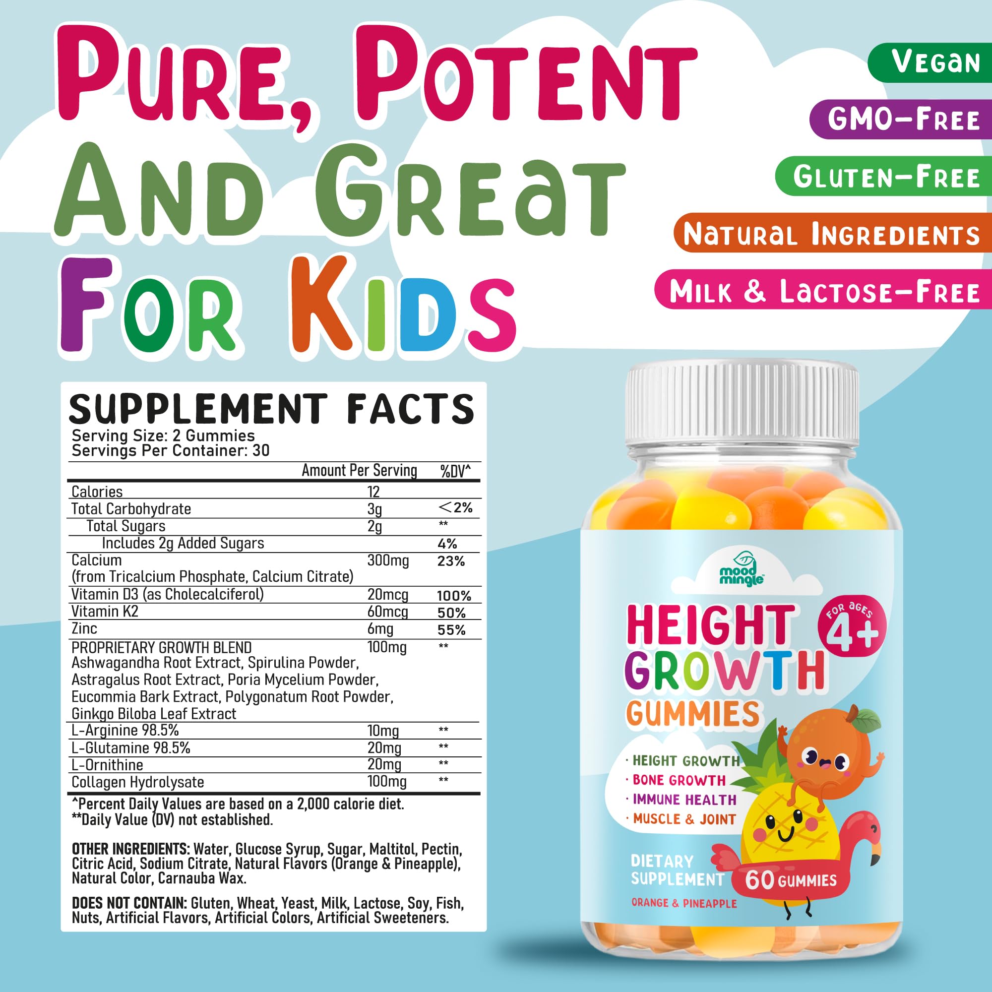 Height Growth Gummies Supplement - Kids Teens Height Increaser Maximizer Grow Taller Vitamins - TrustMedUSA