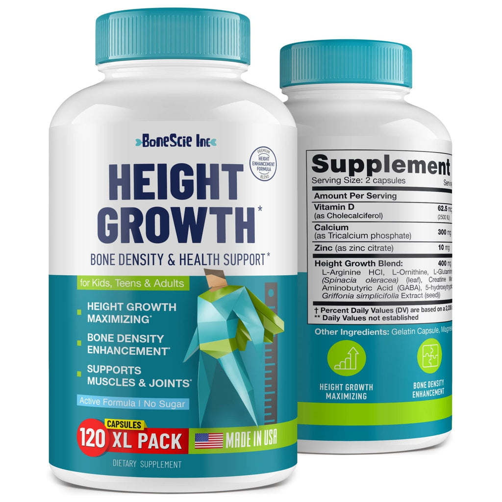 Height Growth Maximizer - Made in USA - Natural Height Increase Booster & Bone Growth Pills - Grow Taller Supplement for Adults, Teens & Kids - Vitamins for Boys & Girls to Get Taller - 120 capsules - TrustMedUSA