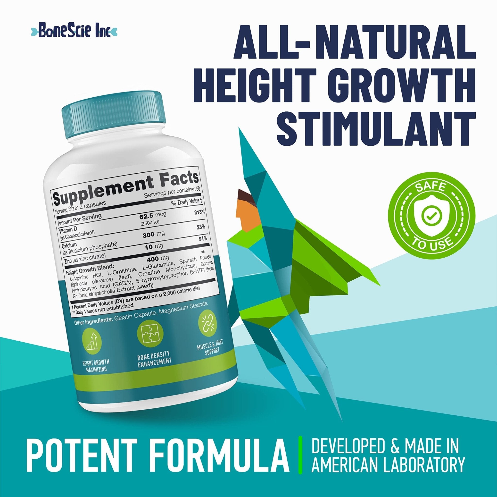 Height Growth Maximizer - Made in USA - Natural Height Increase Booster & Bone Growth Pills - Grow Taller Supplement for Adults, Teens & Kids - Vitamins for Boys & Girls to Get Taller - 120 capsules - TrustMedUSA