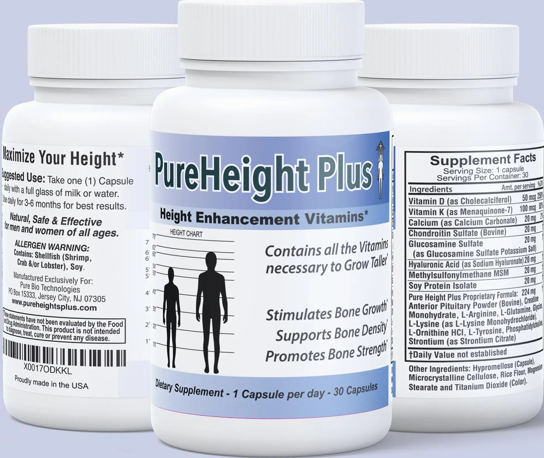Height Growth Vitamins Grow Taller - Increase Bone Strength Bone Density Bone Growth - TrustMedUSA