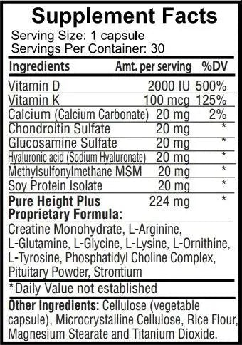 Height Growth Vitamins Grow Taller - Increase Bone Strength Bone Density Bone Growth - TrustMedUSA