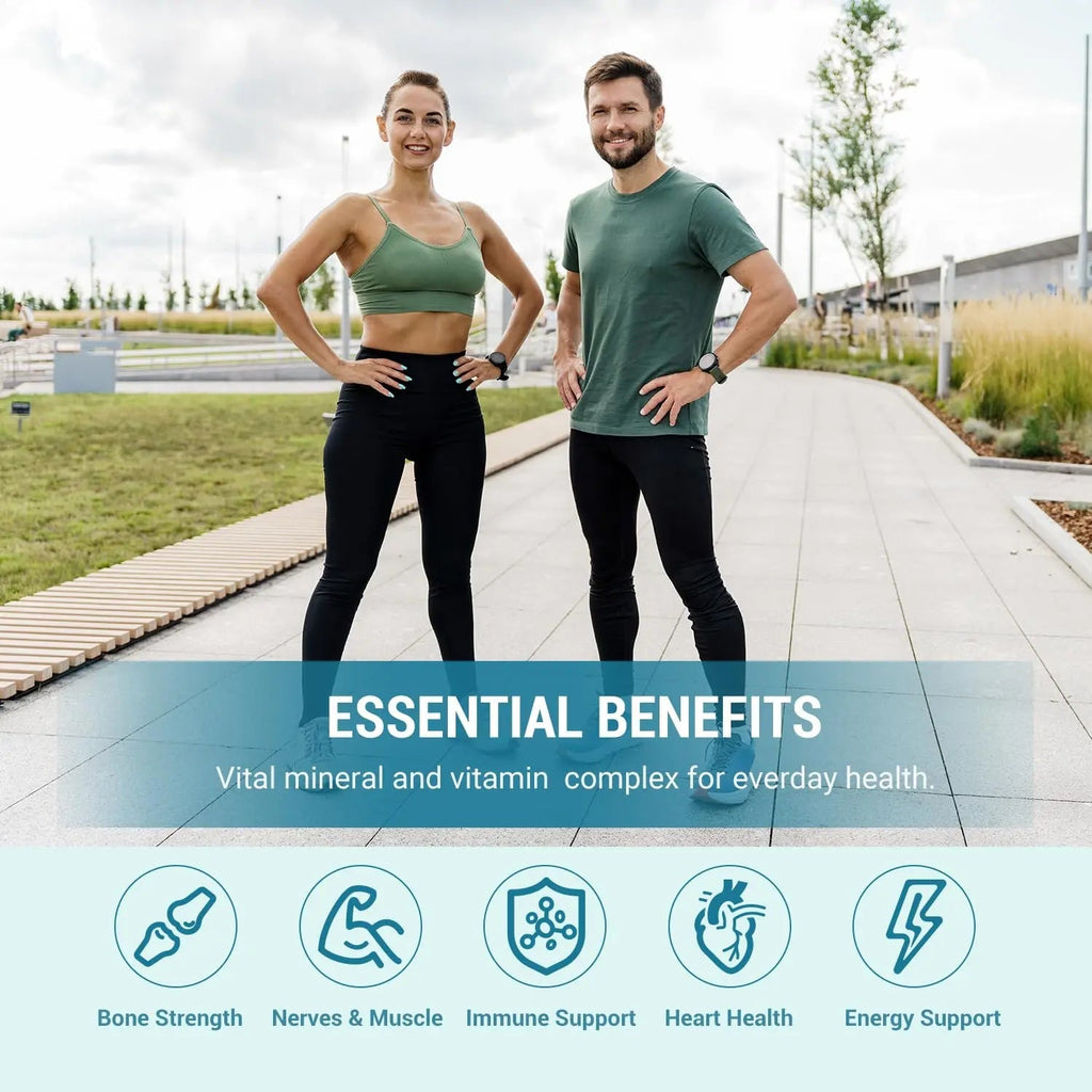 Heivy Magnesium Complex, Magnesium Glycinate, Citrate, Malate, Oxide, Gluconate with Zinc and Vitamin D3, Magnesium Supplement for Muscle, Nerve, Heart, Bone Support, High Absorption, 90 Tablets - TrustMedUSA