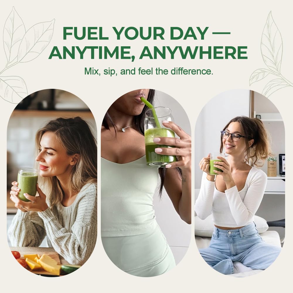 Hellomush Super Greens Powder Superfood, Daily Green Powder Supplement with Probiotics Drink Mix for Men & Women, Blend of Greens, Mushrooms, Vitamins, Probiotics and Cellular Nutrients - TrustMedUSA