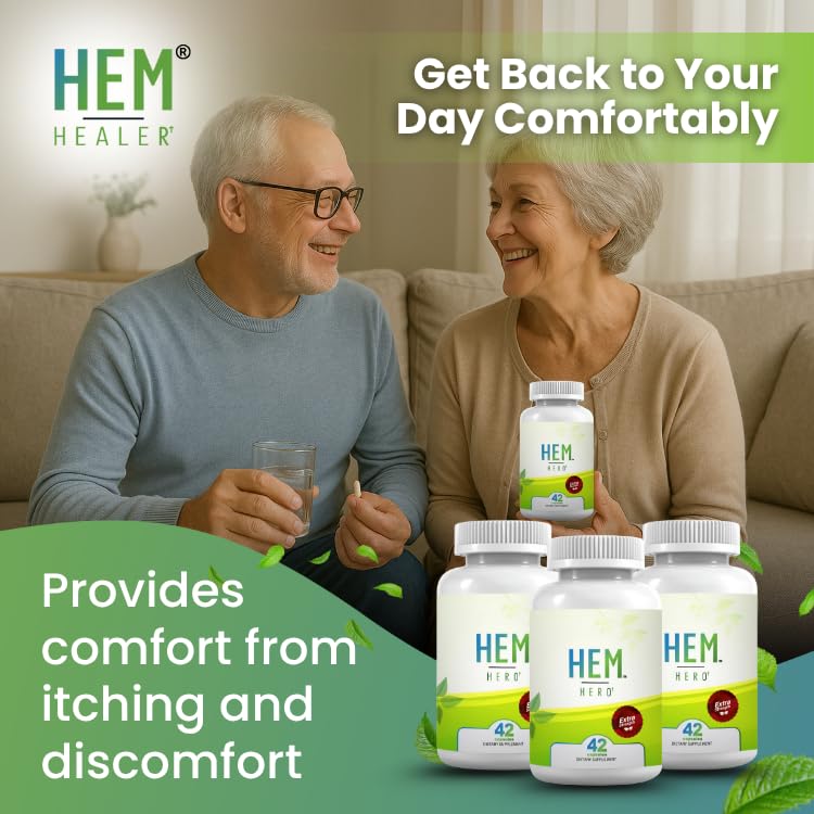 Hem Healer Hem Hero Extra Strength Hemorrhoid Treatment - Reduce Swelling, Soothe Itching & Irritation - 100% Natural - 42 Vegetarian Capsules - TrustMedUSA