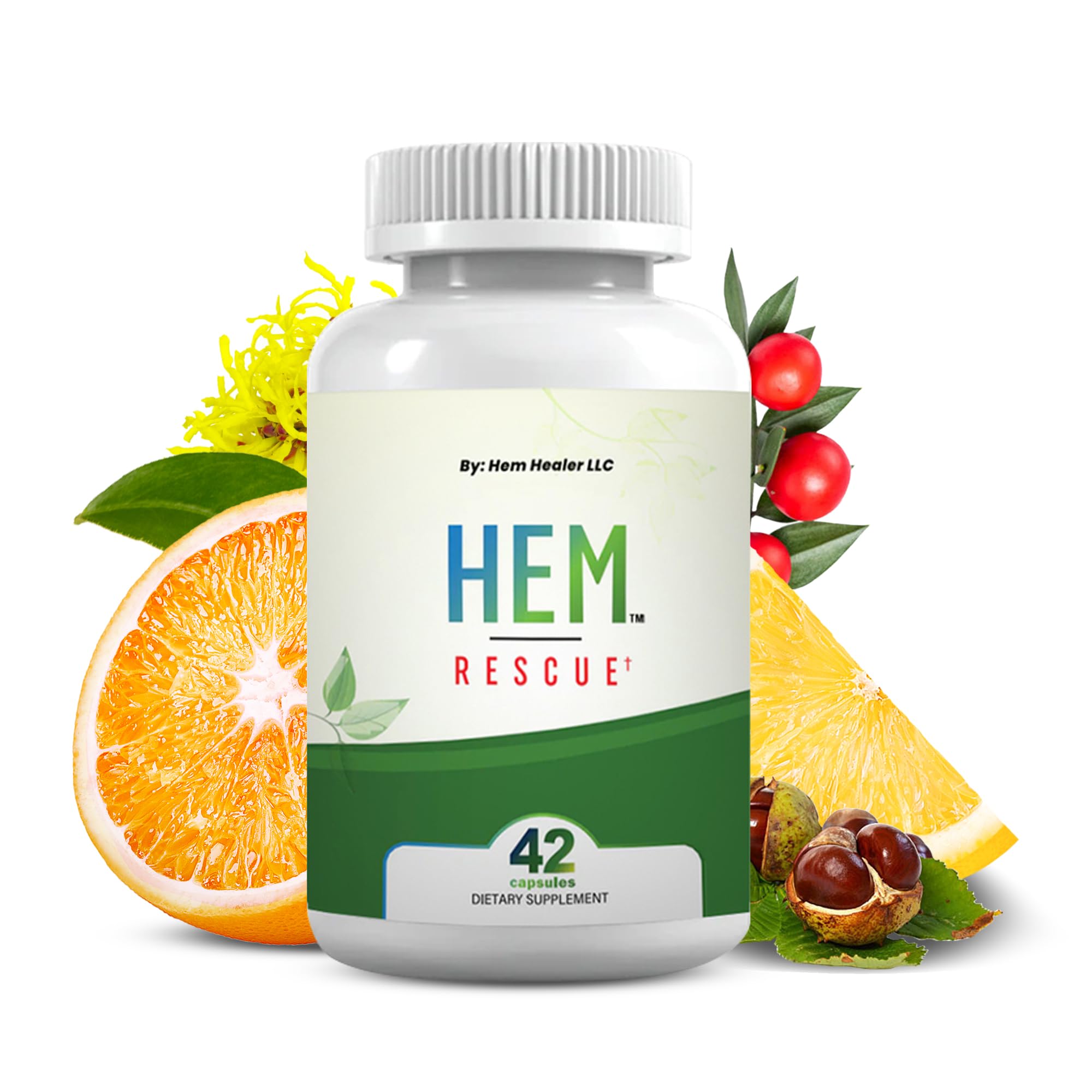 Hem Healer Hem Rescue Hemorrhoid Treatment Supplement - All Natural, Reduces Discomfort & Swelling, Boosts Blood Flow, Oral Botanical Blend, Made in USA - (1 Bottle Pack) - TrustMedUSA