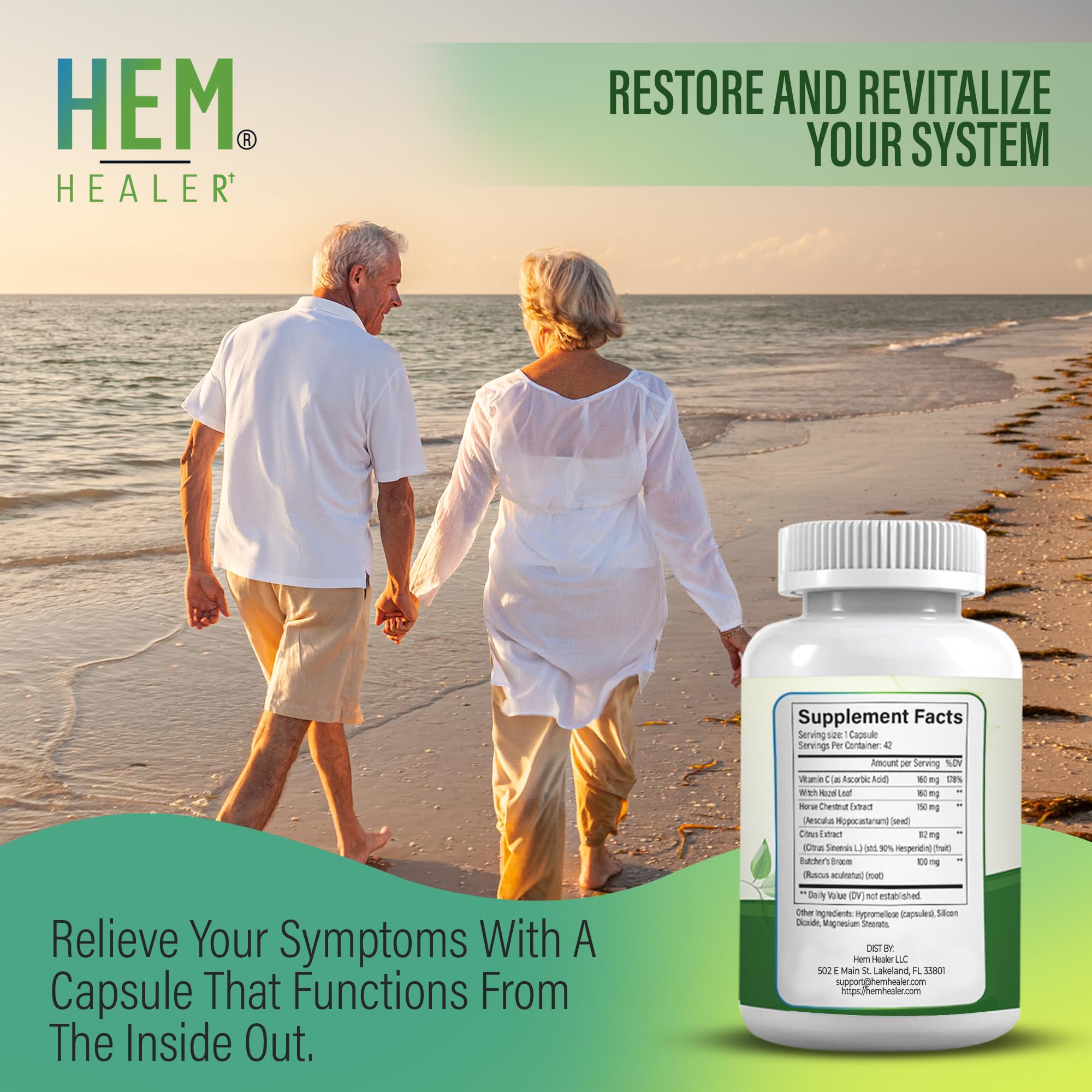 Hem Healer Hem Rescue Hemorrhoid Treatment Supplement - All Natural, Reduces Discomfort & Swelling, Boosts Blood Flow, Oral Botanical Blend, Made in USA - (1 Bottle Pack) - TrustMedUSA