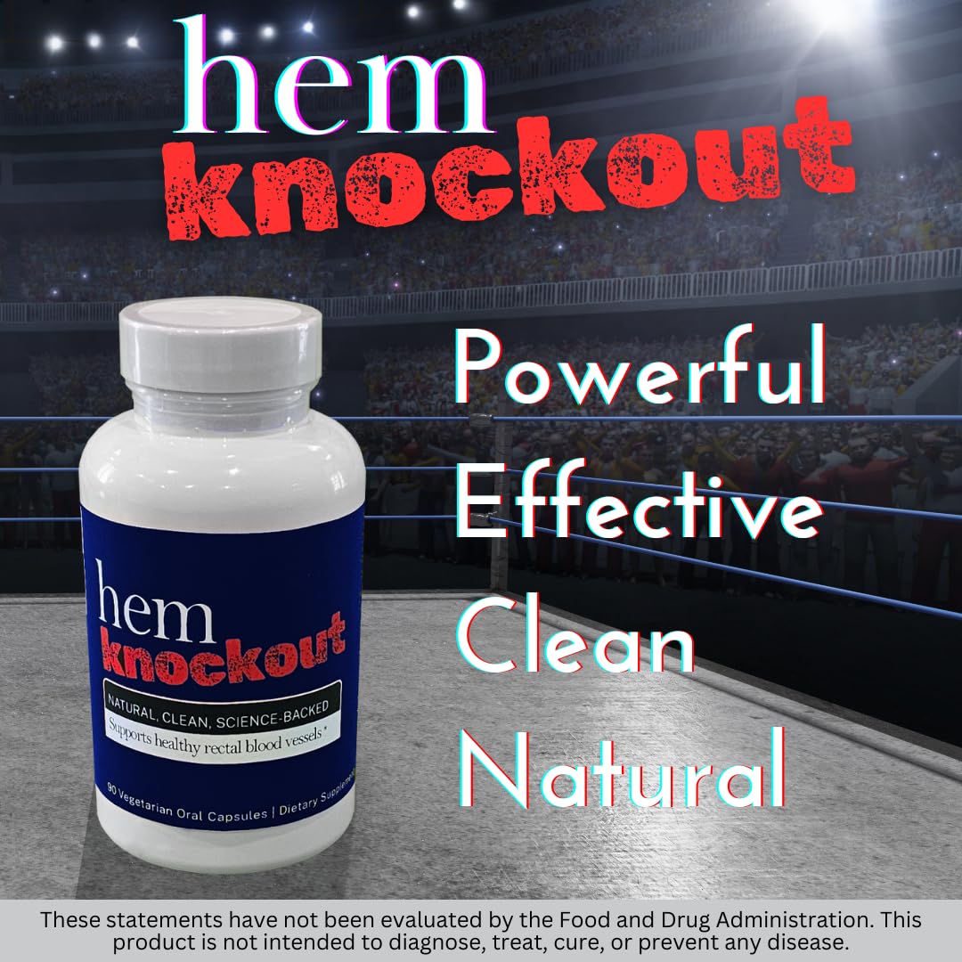 Hem Knockout Internal Hemorrhoid Relief Supplement- Fast-Acting Pills for Pain, Swelling & Bleeding - Natural Vein Strengthening Formula - 90 Day Supply - Made in USA - TrustMedUSA