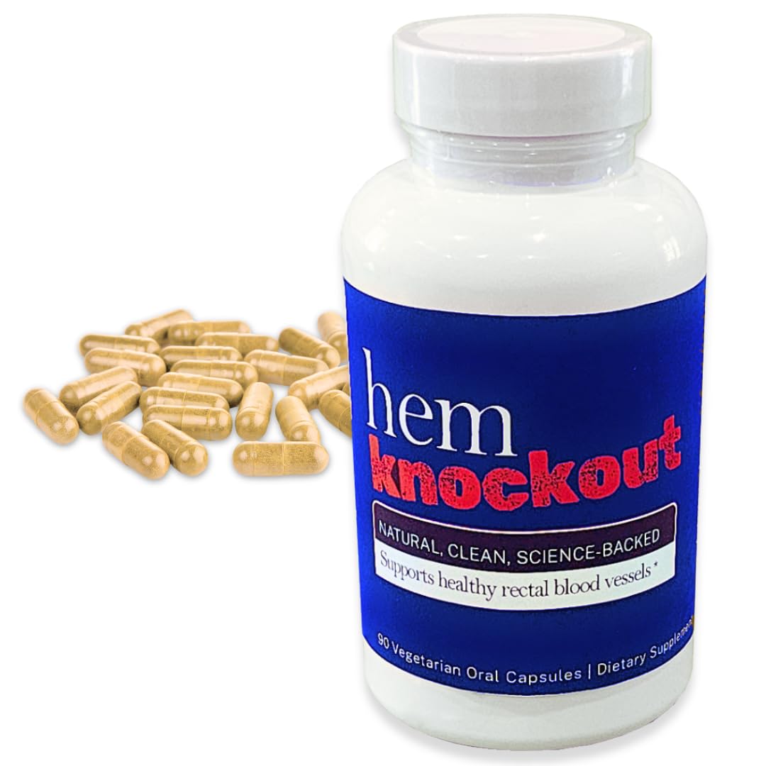 Hem Knockout Internal Hemorrhoid Relief Supplement- Fast-Acting Pills for Pain, Swelling & Bleeding - Natural Vein Strengthening Formula - 90 Day Supply - Made in USA - TrustMedUSA