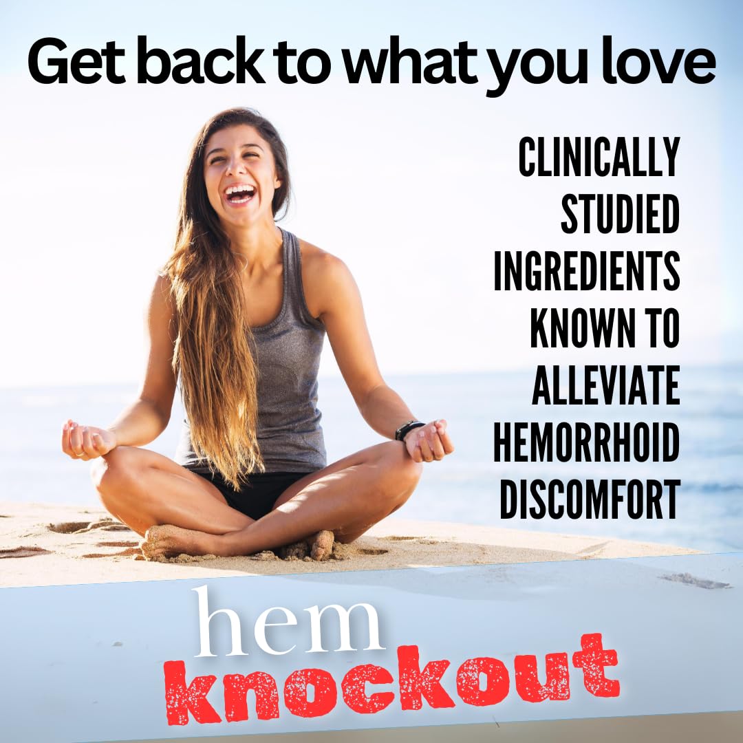 Hem Knockout Internal Hemorrhoid Relief Supplement- Fast-Acting Pills for Pain, Swelling & Bleeding - Natural Vein Strengthening Formula - 90 Day Supply - Made in USA - TrustMedUSA