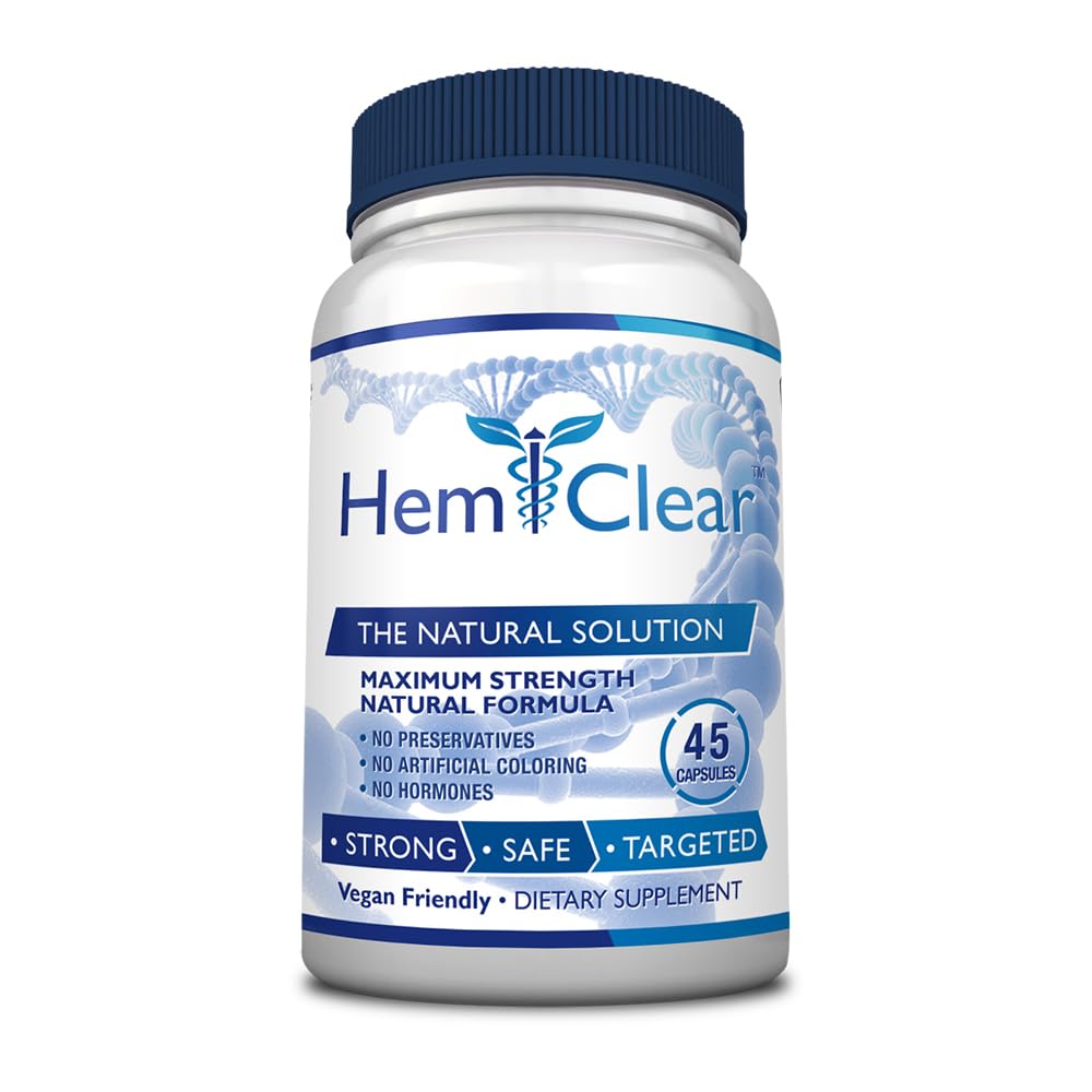 HemClear for Hemorrhoids - Vegan, 100% Natural Formula for Hemorrhoid Relief & Vascular Health - Maximum Strength 1 Bottle - TrustMedUSA