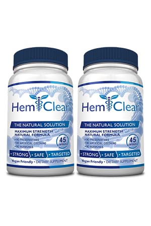 HemClear for Hemorrhoids - Vegan Formula for Hemorrhoid Relief & Vascular Health - Maximum Strength 2 Bottle 90 Capsules - TrustMedUSA