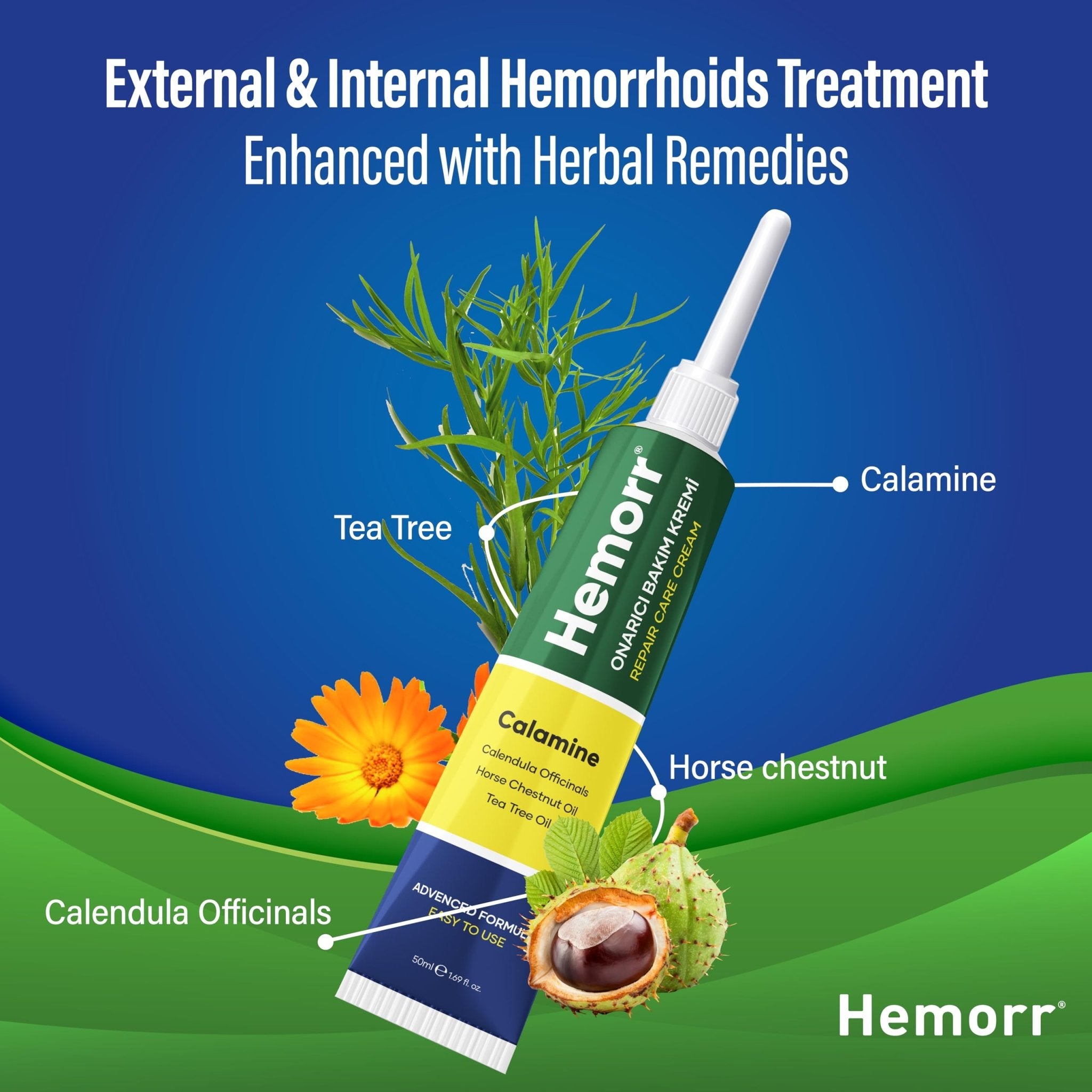 Hemorr Hemorrhoid Treatment Cream with Horse Chestnut, Calendula Oil, Zinc Oxide & Tea Tree Oil – Fast Relief for Pain, Swelling, Itching & Discomfort – Natural Healing & Soothing Formula 1.69 Oz - TrustMedUSA