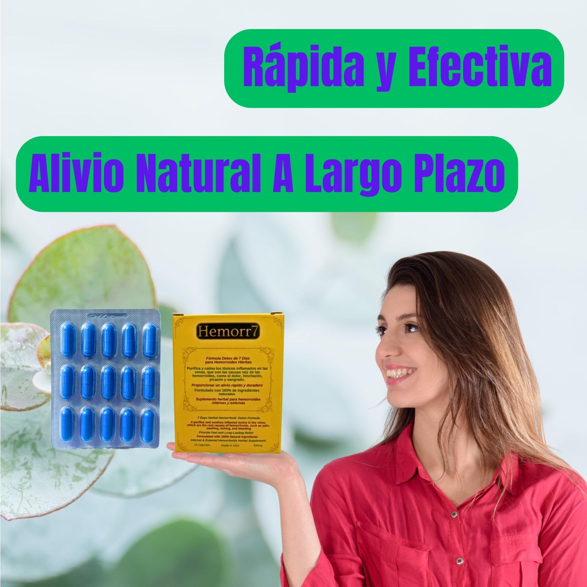 Hemorr7: 7Days 15 Capsules Herbal Hemorrhoid Detox Formula,Fórmula Herbal para desintoxicar las hemorroides Durante 7 días - TrustMedUSA