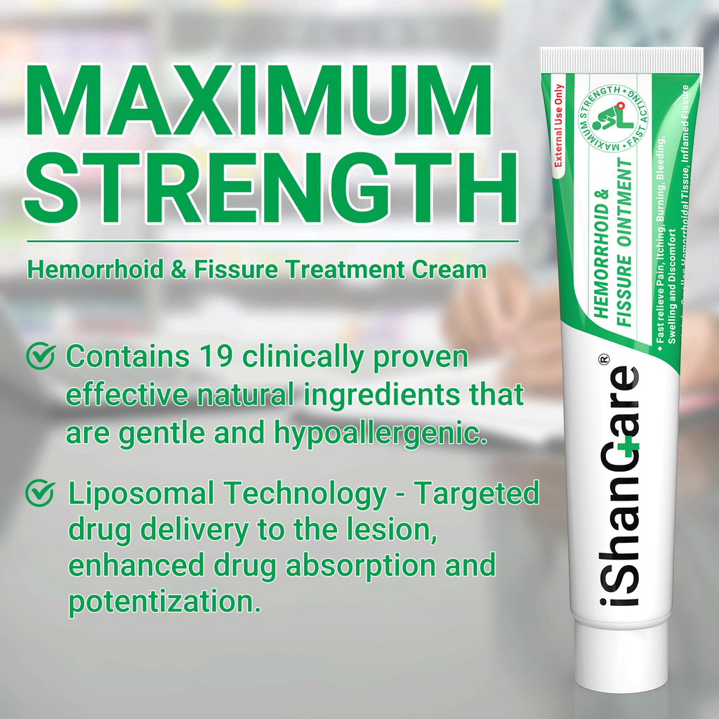 Hemorrhoid Cream, Hemorrhoid & Fissure Treatment Ointment Extra Strength, Relief Anal Pain, Itching, Bleeding, Swelling, Discomfort, Natural Herbs Fast Acting Ingredients, Contains Vitamin E - TrustMedUSA