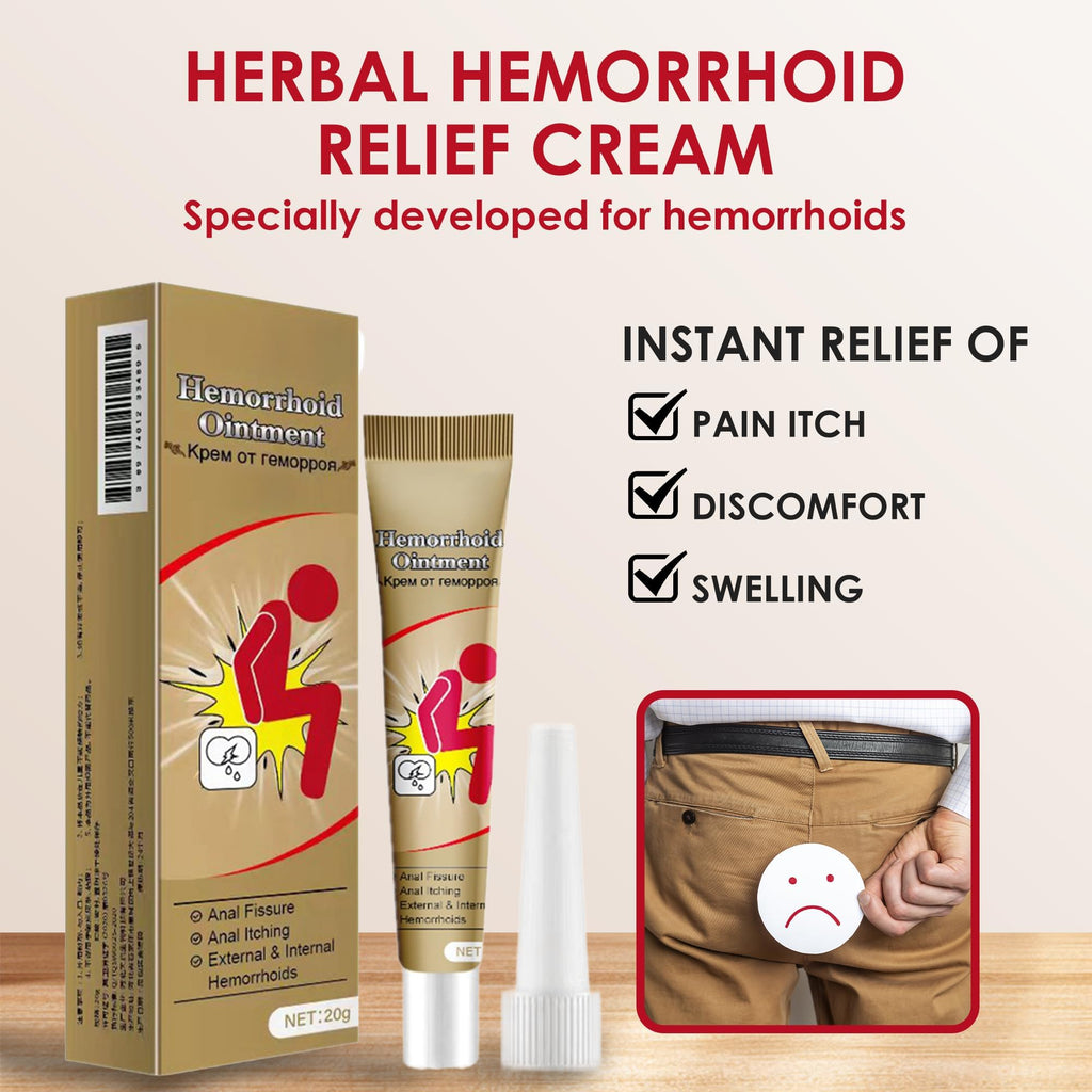 Hemorrhoid Cream, Herbal Hemorrhoid Ointment, Natural Itching & Burning Relief Hemorrhoidal Cream, External Discomfort Support for Men Women 20g - TrustMedUSA