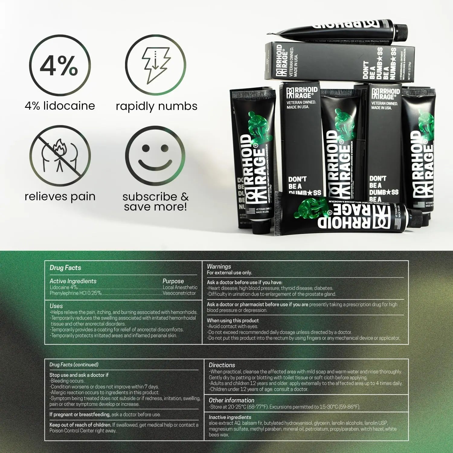 Hemorrhoid Ointment - Fissure and Hemorrhoid Treatment with Lidocaine, Aloe Extract, Magnesium Sulfate, Balsam Fir, Fast Acting Hemorrhoid Cream for Itching, Swelling and Maximum Pain Relief (1-Pack) - TrustMedUSA
