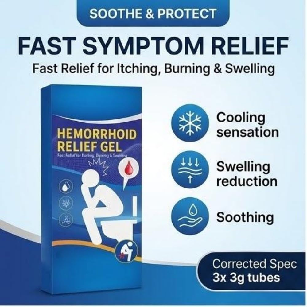 Hemorrhoid Relief Gel with 3 Disposable Applicators - Fast Soothing Cream for Itching & Swelling - Internal & External Treatment (Pack of 3) - TrustMedUSA