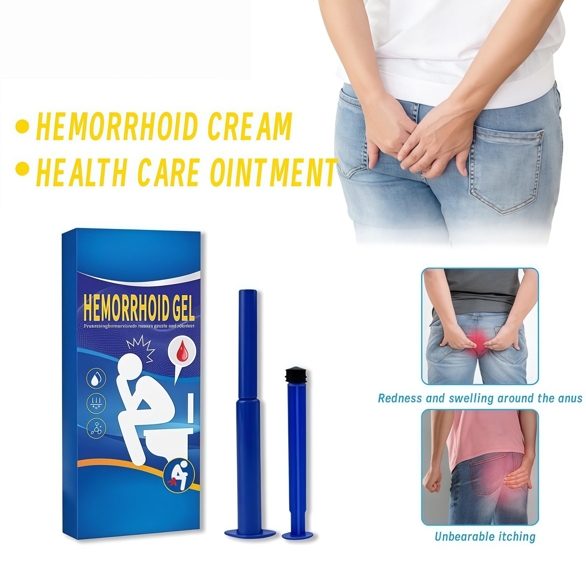 Hemorrhoid Relief Gel with 3 Disposable Applicators - Fast Soothing Cream for Itching & Swelling - Internal & External Treatment (Pack of 3) - TrustMedUSA