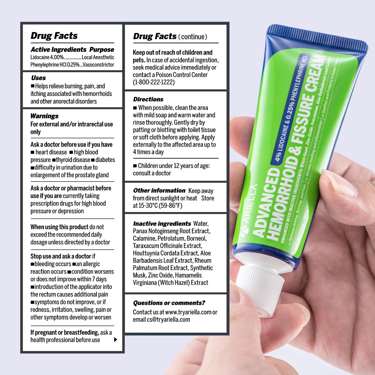 Hemorrhoid Treatment Fissure Lidocaine Cream: Advanced Numbing Ointment with Phenylephrine HCI - Fast Acting Natural Strength Soothing Relief of Pain Swelling Discomfort Itching (1.7 Oz, Witch Hazel) - TrustMedUSA