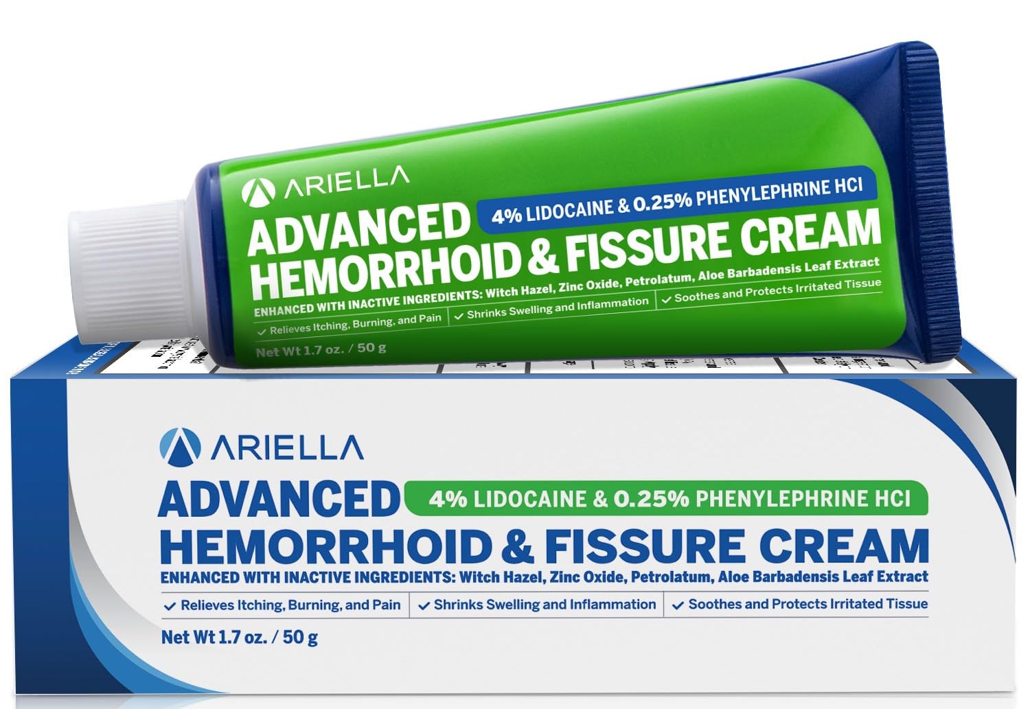Hemorrhoid Treatment Fissure Lidocaine Cream: Advanced Numbing Ointment with Phenylephrine HCI - Fast Acting Natural Strength Soothing Relief of Pain Swelling Discomfort Itching (1.7 Oz, Witch Hazel) - TrustMedUSA