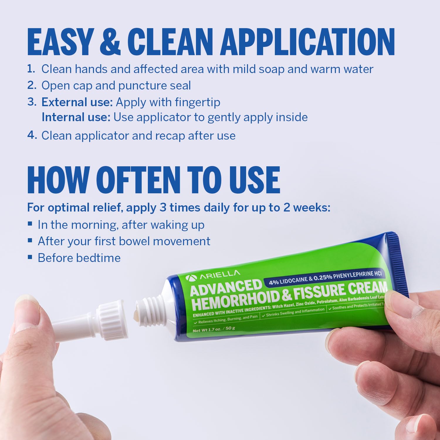 Hemorrhoid Treatment Fissure Lidocaine Cream: Advanced Numbing Ointment with Phenylephrine HCI - Fast Acting Natural Strength Soothing Relief of Pain Swelling Discomfort Itching (1.7 Oz, Witch Hazel) - TrustMedUSA