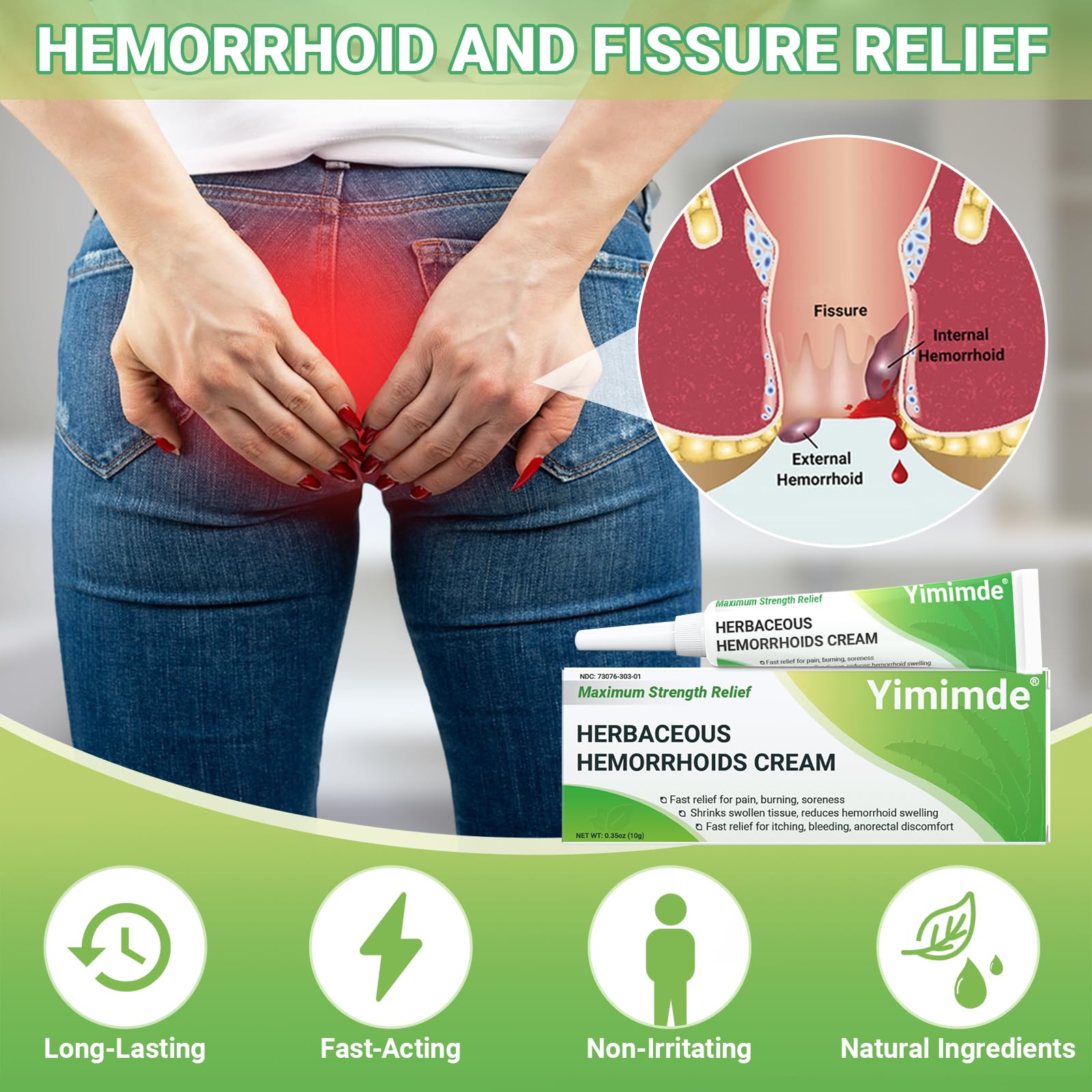 Hemorrhoid Treatment Ointment - Tubesmaximum Strength - Fast Relief from Pain, Itching, Burning, Swelling & Fissures | Natural Aloe & Vitamin E | Travel-Friendly10g x 5 Pieces Tubes - (1.76 Oz) - TrustMedUSA