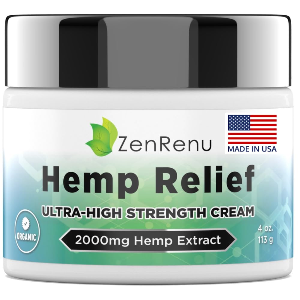 Hemp Cream Maximum Strength - Menthol Rub with Hemp Oil, Arnica, Lavender, Aloe Vera, Kava Kava, & Camphor - Natural Hemp Muscle Rub Cream for Skin, Muscles & Joints - ZenRenu, 4 oz - TrustMedUSA