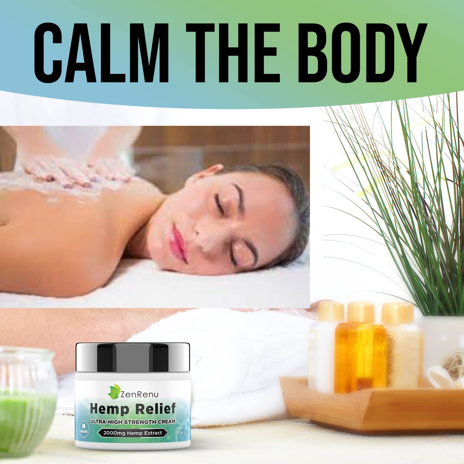 Hemp Cream Maximum Strength - Menthol Rub with Hemp Oil, Arnica, Lavender, Aloe Vera, Kava Kava, & Camphor - Natural Hemp Muscle Rub Cream for Skin, Muscles & Joints - ZenRenu, 4 oz - TrustMedUSA