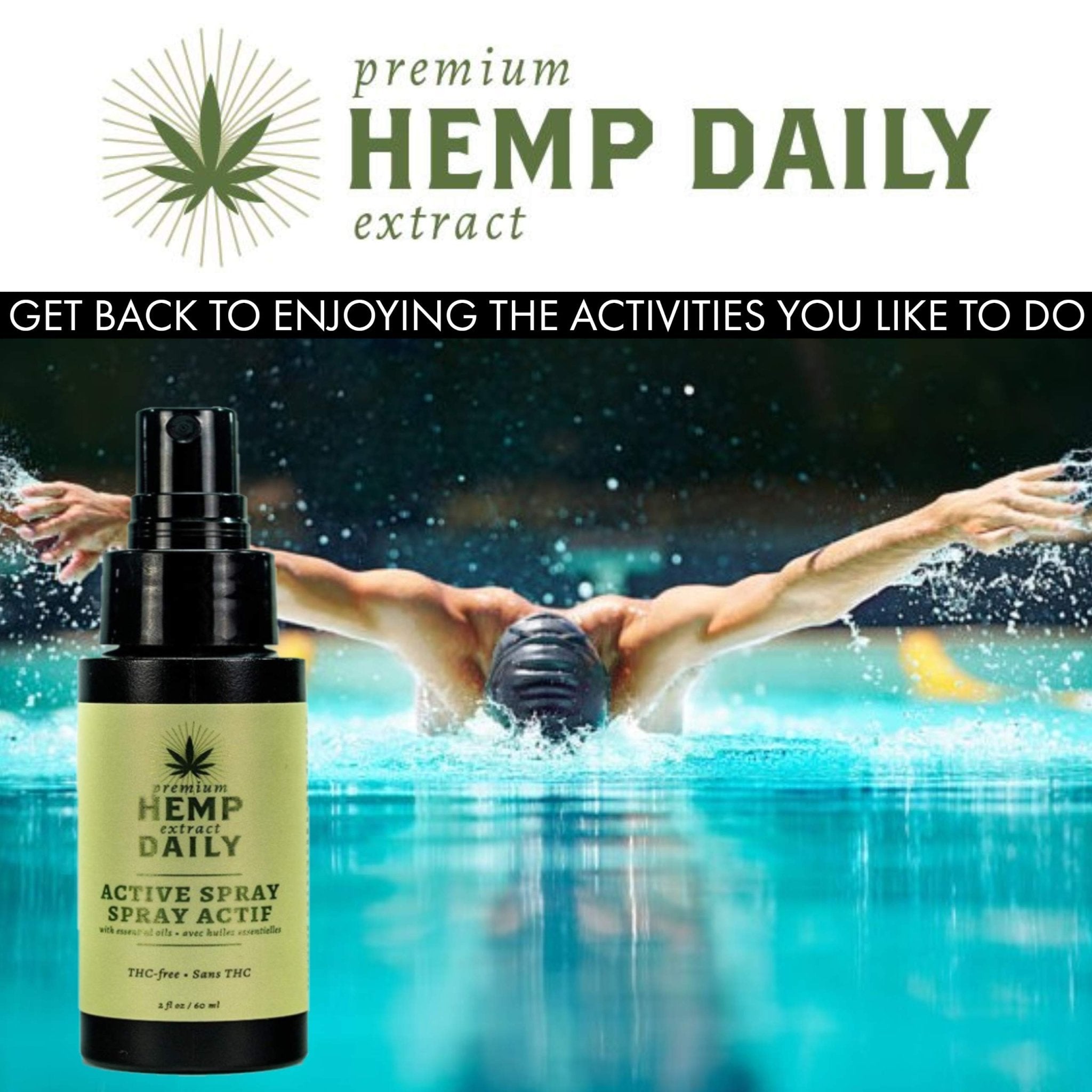 Hemp Daily Active Spray | Hemp Spray with Essential Oils | Vegan, Organic Ingredients | 2 Fluid Ounces (Original Spray, Single) - TrustMedUSA