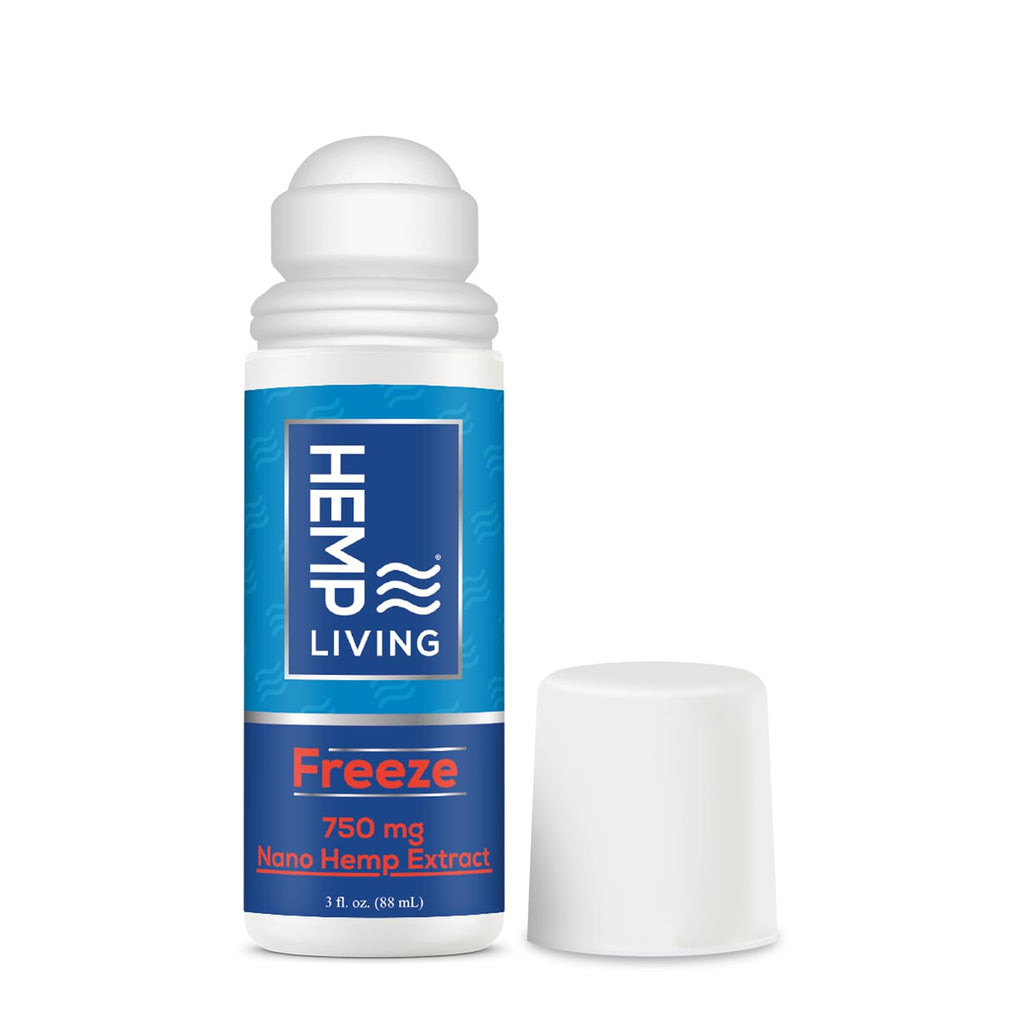 HEMP LIVING Freeze Nano Hemp Extract Roll On, Cold Therapy, Roll On for Muscles and Joint Strain, 3 oz Roll on Bottle (750 mg) - TrustMedUSA
