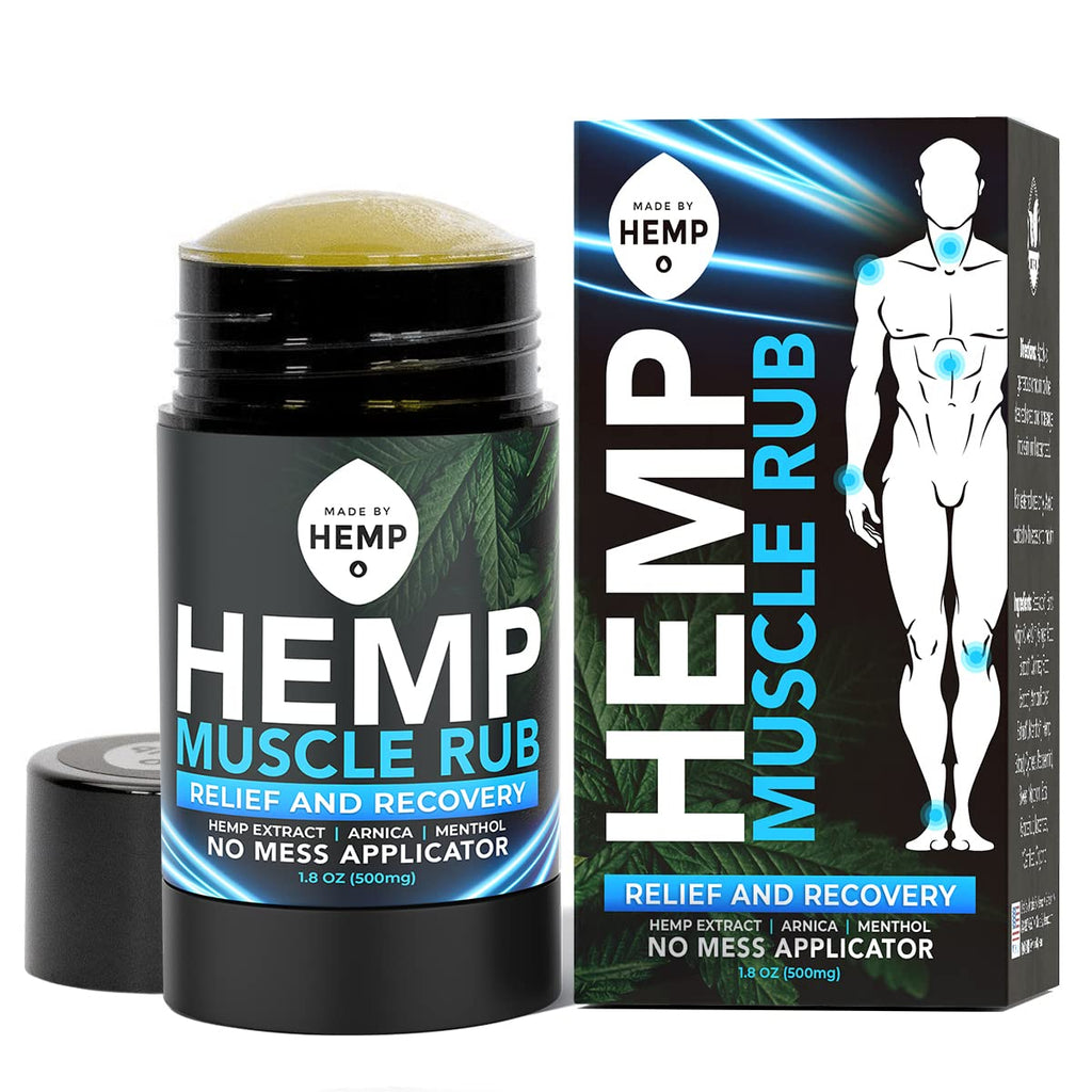 Hemp Roll On Post Workout Muscle Relief Stick for Muscles and Joints Natural Blend with Arnica, Menthol, Ginger Non Greasy Balm Cooling Soothing Support Formula Made by Hemp 1.8oz - TrustMedUSA