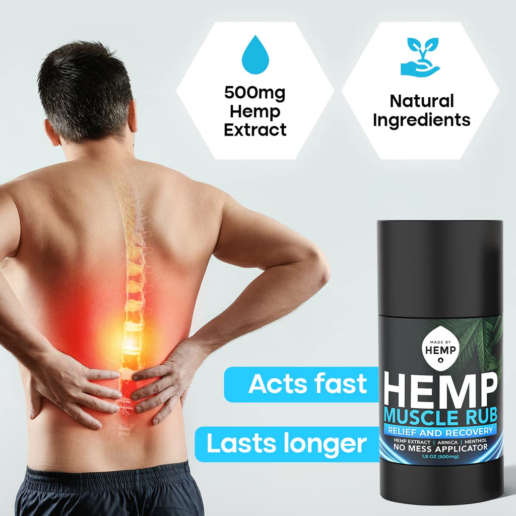 Hemp Roll On Post Workout Muscle Relief Stick for Muscles and Joints Natural Blend with Arnica, Menthol, Ginger Non Greasy Balm Cooling Soothing Support Formula Made by Hemp 1.8oz - TrustMedUSA