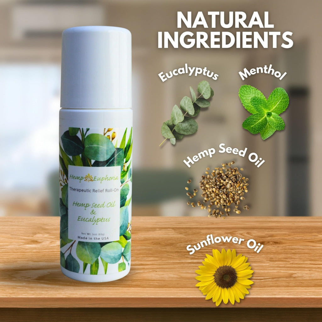 Hemp Seed Oil and Eucalyptus Joint & Muscle Discomfort Relief Roll-On Gel | USDA Certified Organic Hemp Seed Oil, Helps Relieve Sore or Tight Muscles - TrustMedUSA