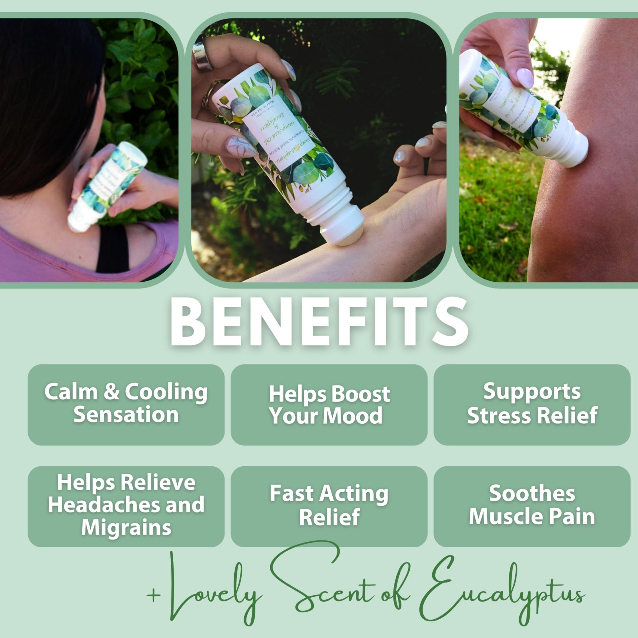 Hemp Seed Oil and Eucalyptus Joint & Muscle Discomfort Relief Roll-On Gel | USDA Certified Organic Hemp Seed Oil, Helps Relieve Sore or Tight Muscles - TrustMedUSA