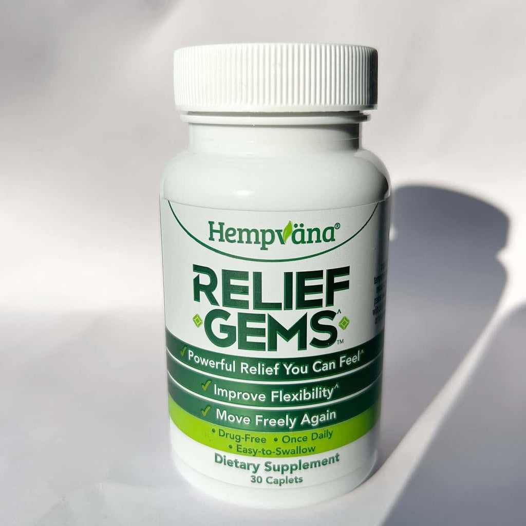 Hempväna® Relief Gems – Drug-Free Joint & Muscle Support Supplement – Supports Temporary Relief of Minor Aches & Pains from Daily Activity – Once-Daily Caplets (30 Count) - TrustMedUSA