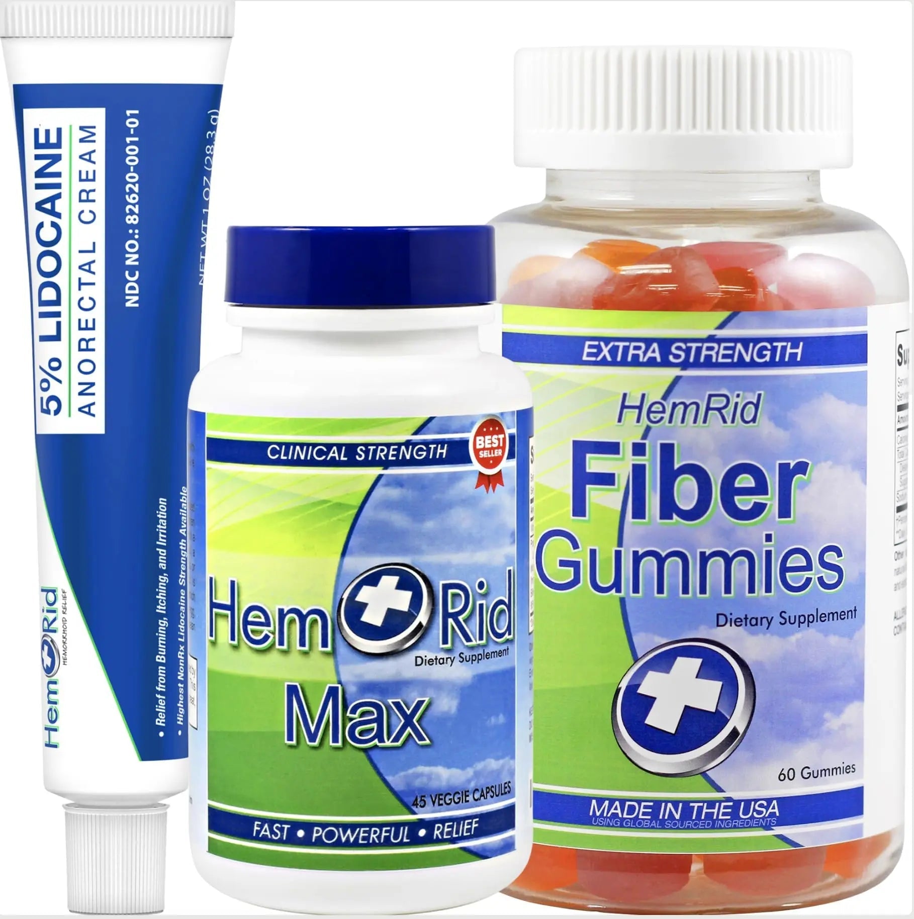 HemRid Complete Hemorrhoid Support System – Max Formula, Lidocaine Cream & Fiber Gummies for Immediate Relief & Long-Term Comfort - TrustMedUSA