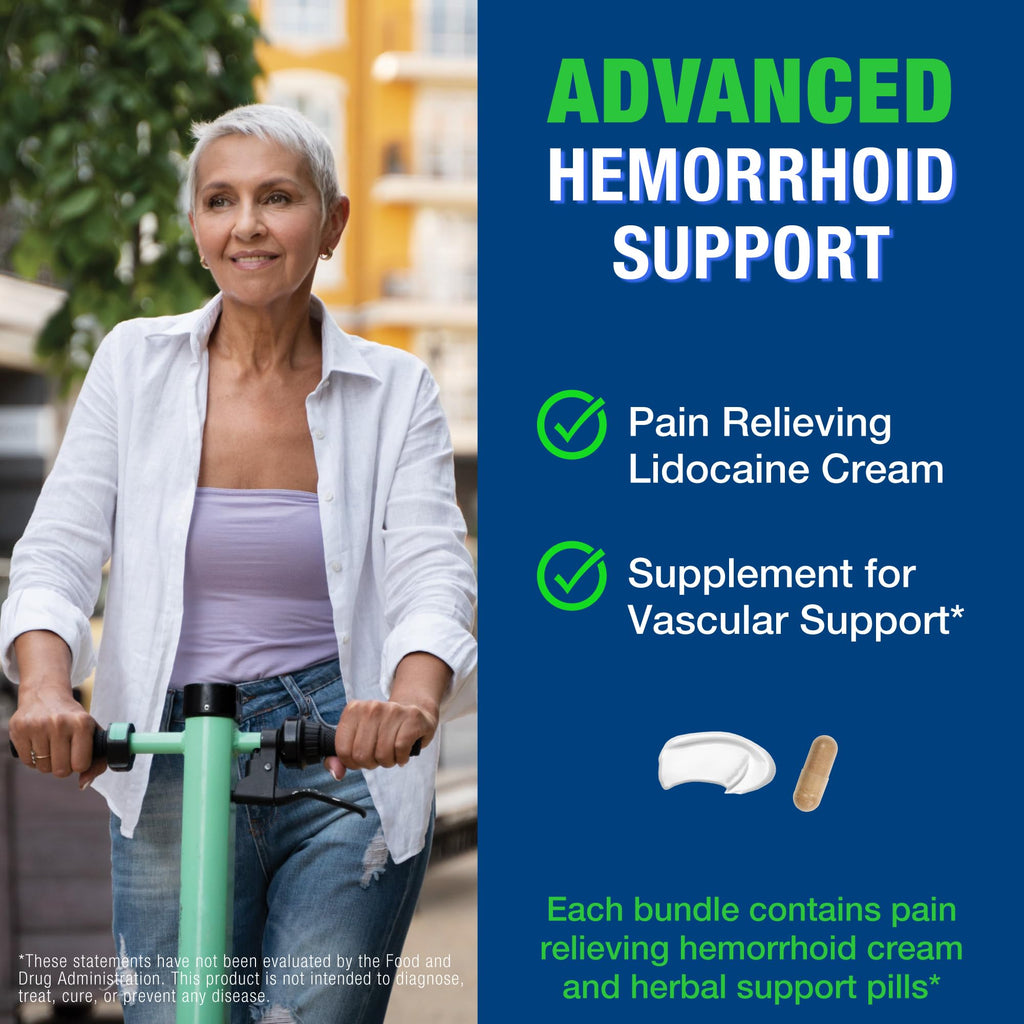 HemRid Max and Maximum Strength Lidocaine Cream - Hemorrhoid Relief Bundle for Fast Internal & External Support - Hemorrhoid Pills & Hemorrhoidal Lidocaine Cream for Rapid Comfort & Soothing Care - TrustMedUSA
