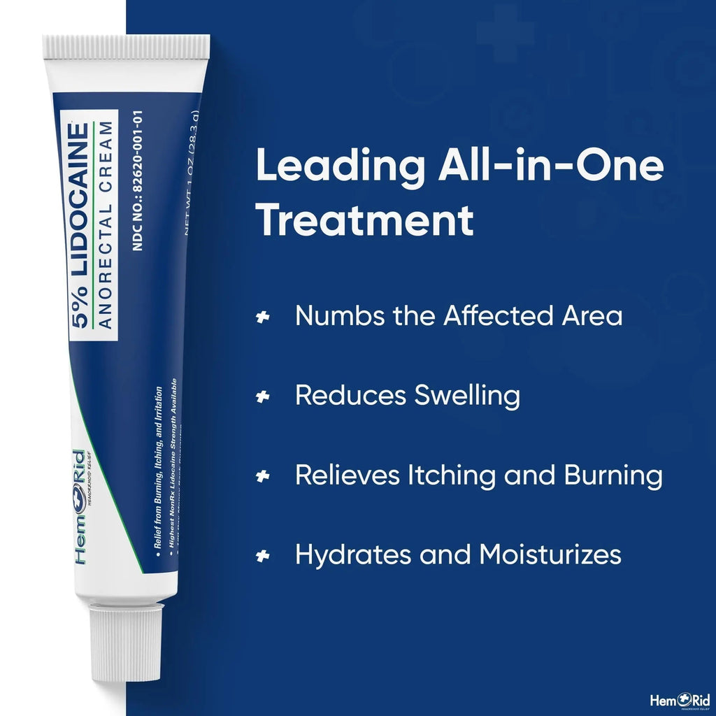 HemRid Maximum Strength Lidocaine Cream for Pain Management. Fast-Acting Hemorrhoid Solution with 5% Lidocaine. Instant Anal Itch and Numbing Effect - TrustMedUSA